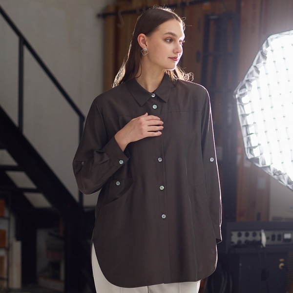 リリアンビューティ（Liliane Burty）/【M〜４L・セットアップ対応】ウォッシャブルキュプラツイルブラウス