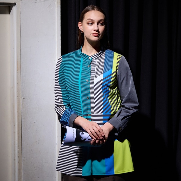 リリアンビューティ（Liliane Burty）/【M〜４L】ウォッシャブルマルチカラーボーダーブラウス