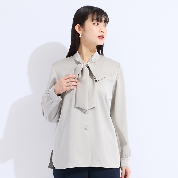 リリアンビューティ（Liliane Burty）/【M〜４L】ヴィンデージ調サテンボウタイブラウス