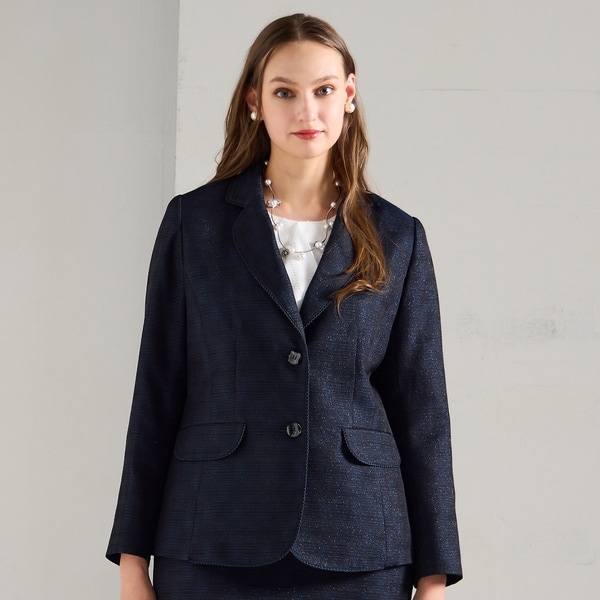 リリアンビューティ（Liliane Burty）/【M〜4L/セットアップ対応】米沢織ラメツイードテーラードジャケット