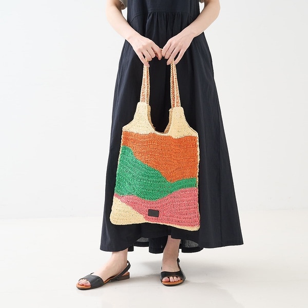 コレックス（collex）/【Swaraj /スワラージ】手編み ゼブラ ラフィアトートバッグ