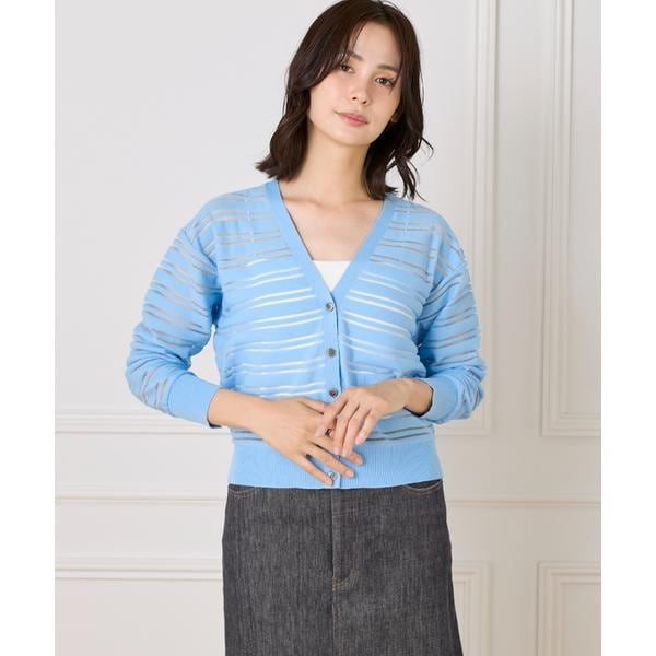 イッツインターナショナル（I．T．’S． international）/シアーボーダーニットカーディガン