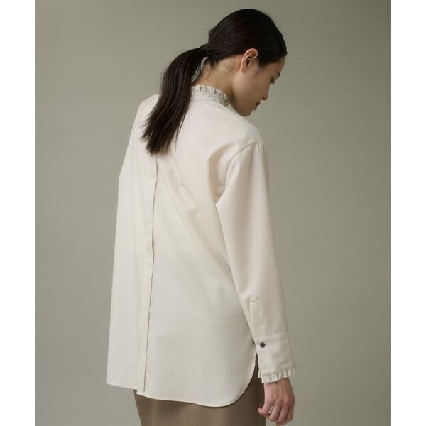 イッツインターナショナル（I．T．’S． international）/ウールフリルブラウス《アリエスウール Super120S’》