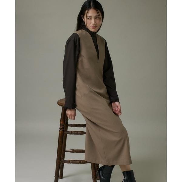 イッツインターナショナル（I．T．’S． international）/カーブカラーワンピース《ウーリッシュフラノライト》