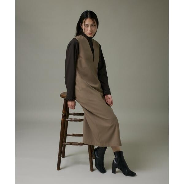 イッツインターナショナル（I．T．’S． international）/カーブカラーワンピース《ウーリッシュフラノライト》