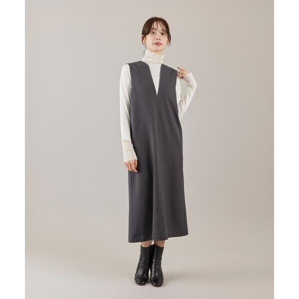 イッツインターナショナル（I．T．’S． international）/カーブカラーワンピース《ウーリッシュフラノライト》