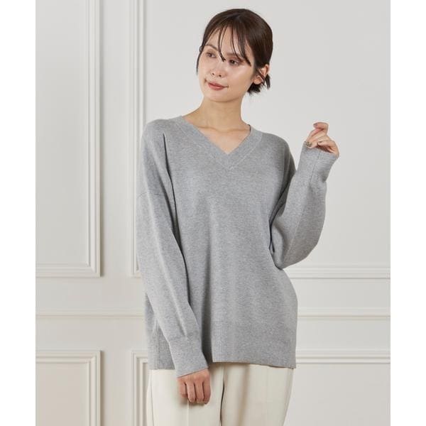 イッツインターナショナル（I．T．’S． international）/Vネックニットプルオーバー《Melty air organic cotton》