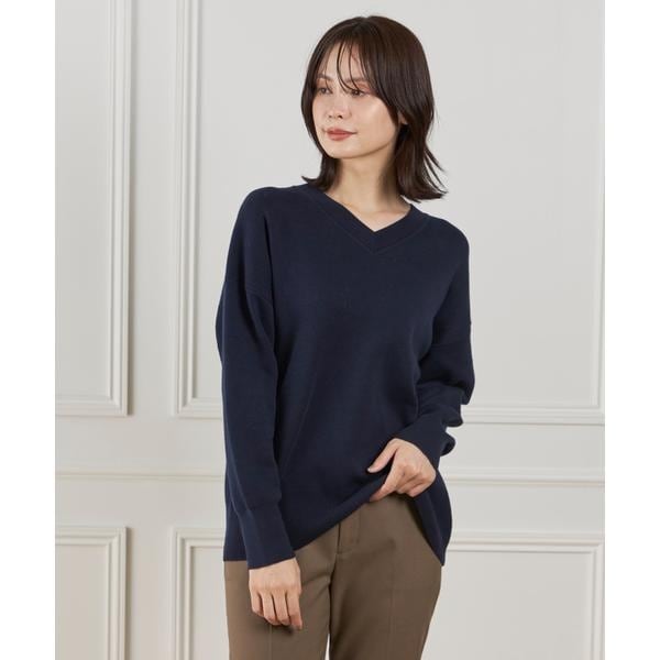 イッツインターナショナル（I．T．’S． international）/Vネックニットプルオーバー《Melty air organic cotton》