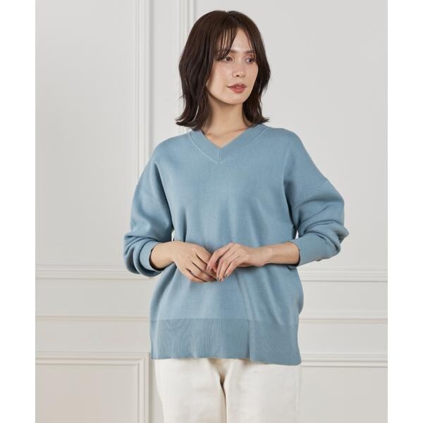イッツインターナショナル（I．T．’S． international）/Vネックニットプルオーバー《Melty air organic cotton》