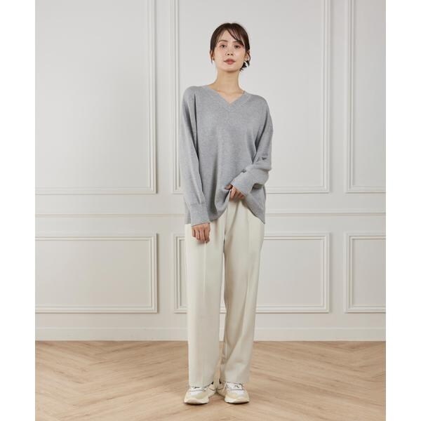 イッツインターナショナル（I．T．’S． international）/Vネックニットプルオーバー《Melty air organic cotton》
