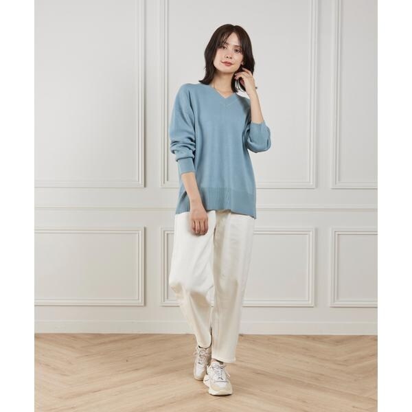 イッツインターナショナル（I．T．’S． international）/Vネックニットプルオーバー《Melty air organic cotton》
