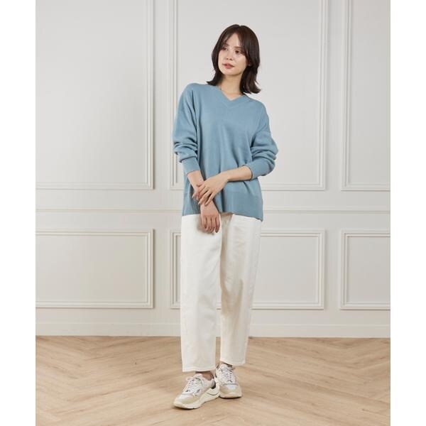 イッツインターナショナル（I．T．’S． international）/Vネックニットプルオーバー《Melty air organic cotton》