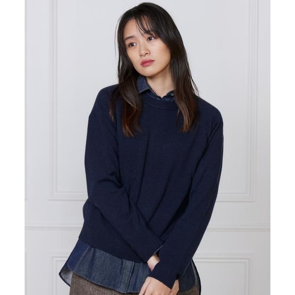 イッツインターナショナル（I．T．’S． international）/カシミヤ混クルーネックプルオーバー《CASH5》