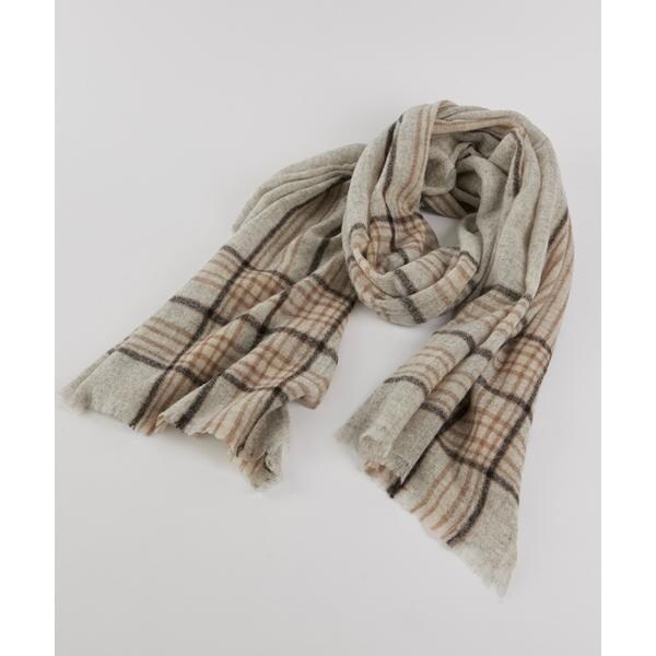 イッツインターナショナル（I．T．’S． international）/エアリーウールチェック大判ストール