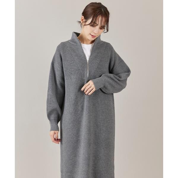 イッツインターナショナル（I．T．’S． international）/ハーフジップニットワンピース