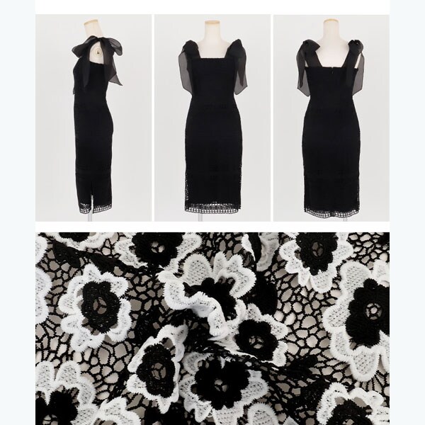 アンビエント（AMBIENT）/ケミカルレースショルダーリボンドレスの通販