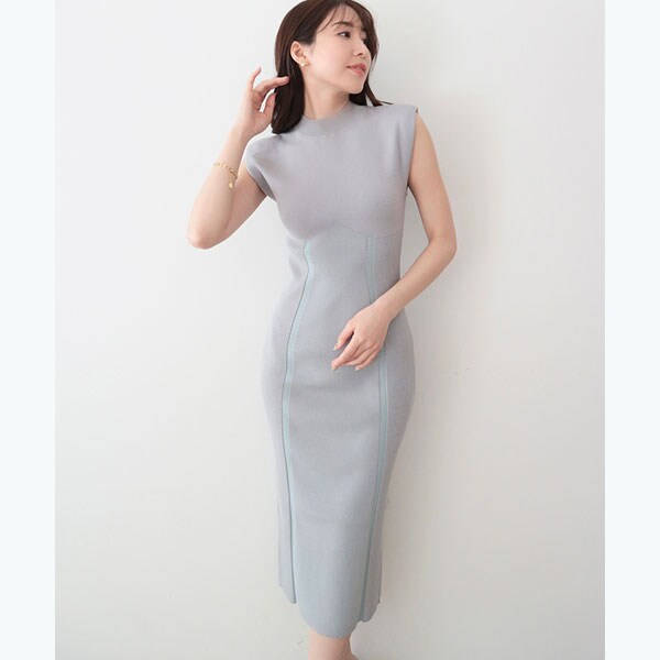 アンビエント（AMBIENT）/コントラストリブニットワンピース