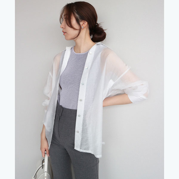 NEW】アンビエント（AMBIENT）/サイドボタンシアーシャツ