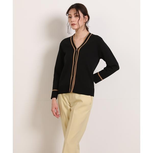 イネド/バイカラーラインカーディガン