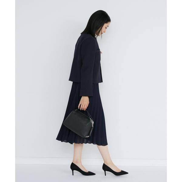 イネド（INED）/《大きいサイズ》ノーカラーツイードジャケット