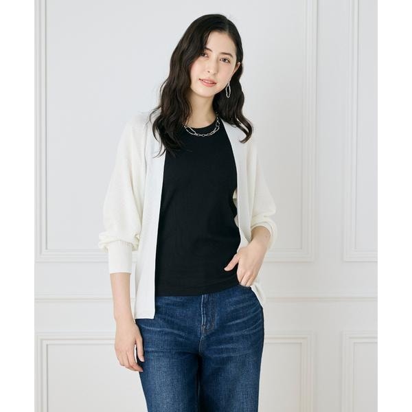 イネド（INED）/《大きいサイズ》鹿の子編み着流しホールガーメントカーディガン《Cuoo》