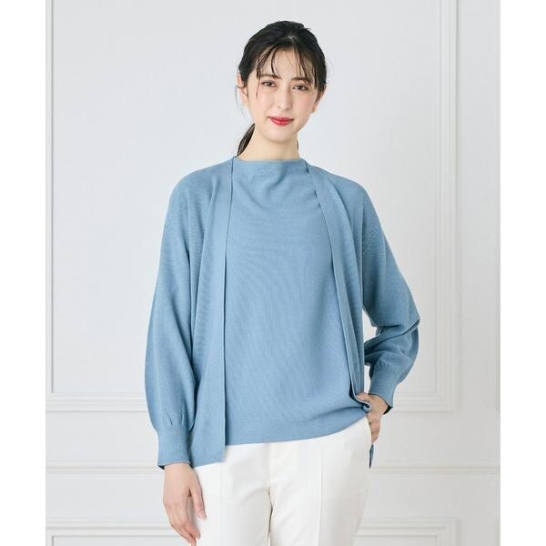 イネド（INED）/《大きいサイズ》鹿の子編み着流しホールガーメントカーディガン《Cuoo》