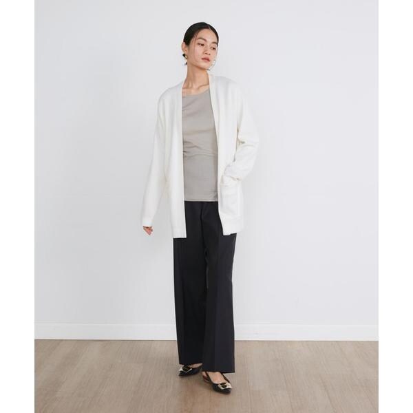 イネド（INED）/《大きいサイズ》ミラノリブ着流しカーディガン