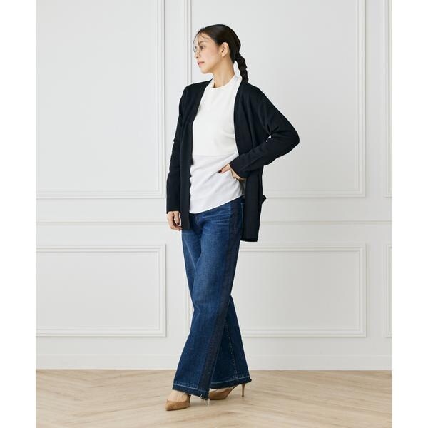 イネド（INED）/《大きいサイズ》ミラノリブ着流しカーディガン