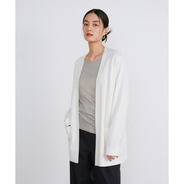 イネド（INED）/《大きいサイズ》ミラノリブ着流しカーディガン