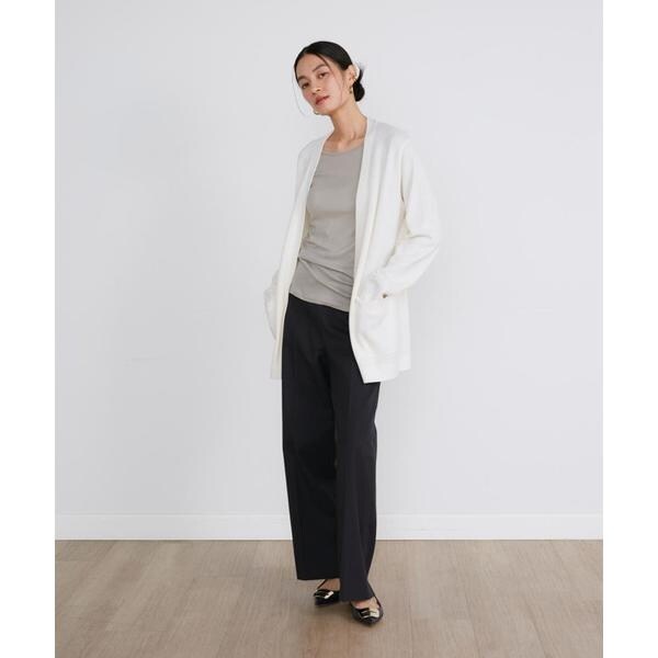 イネド（INED）/《大きいサイズ》ミラノリブ着流しカーディガン