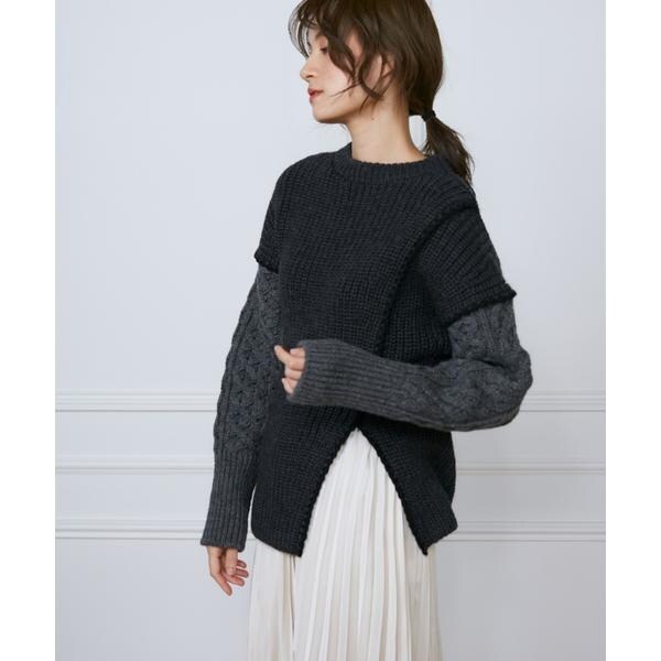 イネド（INED）/カラーブロッキングケーブルニット《la veille by SUPERIOR CLOSET》