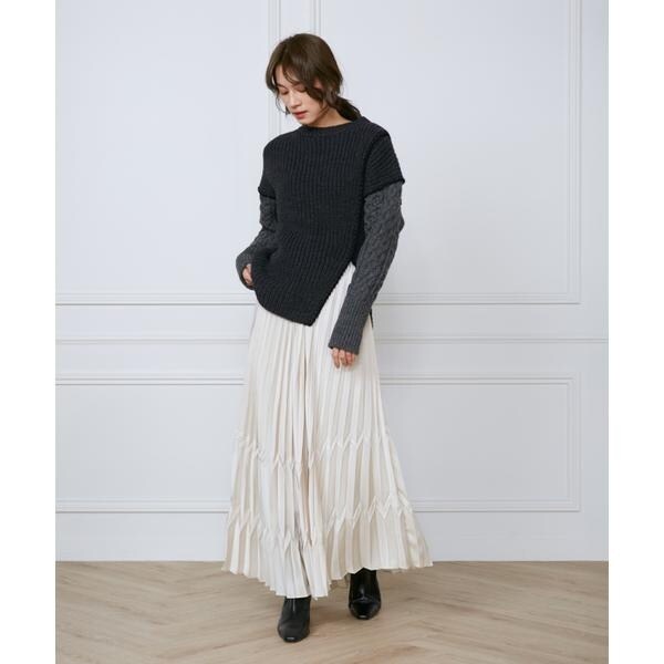 イネド（INED）/カラーブロッキングケーブルニット《la veille by SUPERIOR CLOSET》