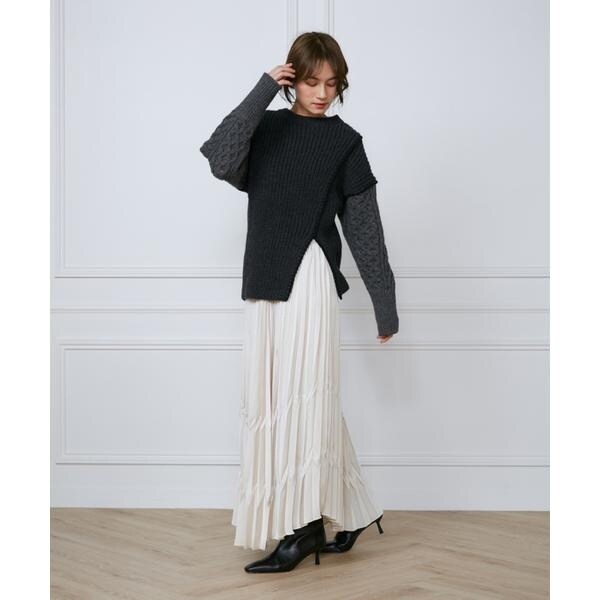 イネド（INED）/カラーブロッキングケーブルニット《la veille by SUPERIOR CLOSET》