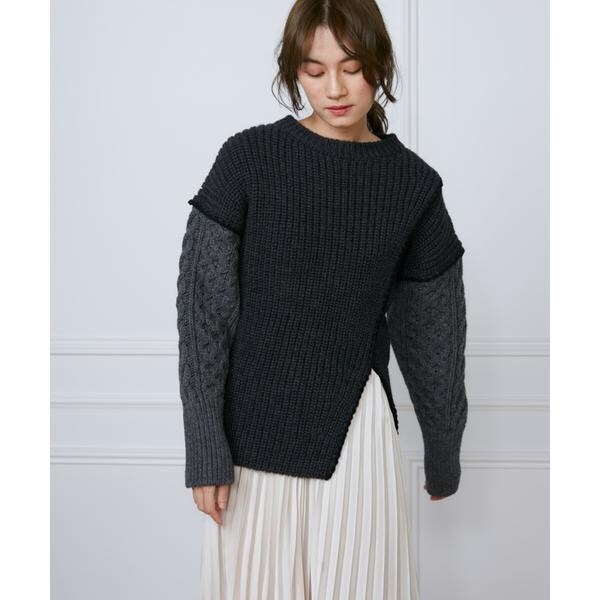 イネド（INED）/カラーブロッキングケーブルニット《la veille by SUPERIOR CLOSET》
