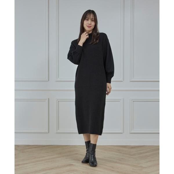 イネド（INED）/《大きいサイズ》圧縮スムースドッキングニットワンピース