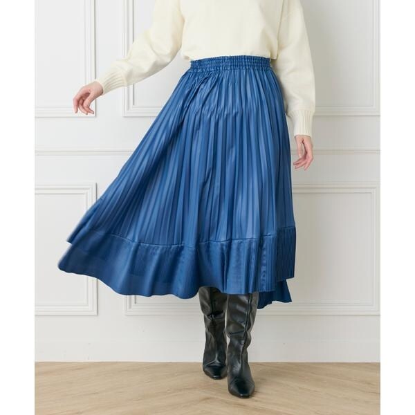 イネド（INED）/《大きいサイズ》ダイヤモンド加工プリーツスカート