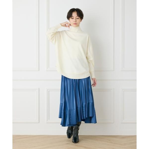 イネド（INED）/《大きいサイズ》ダイヤモンド加工プリーツスカート