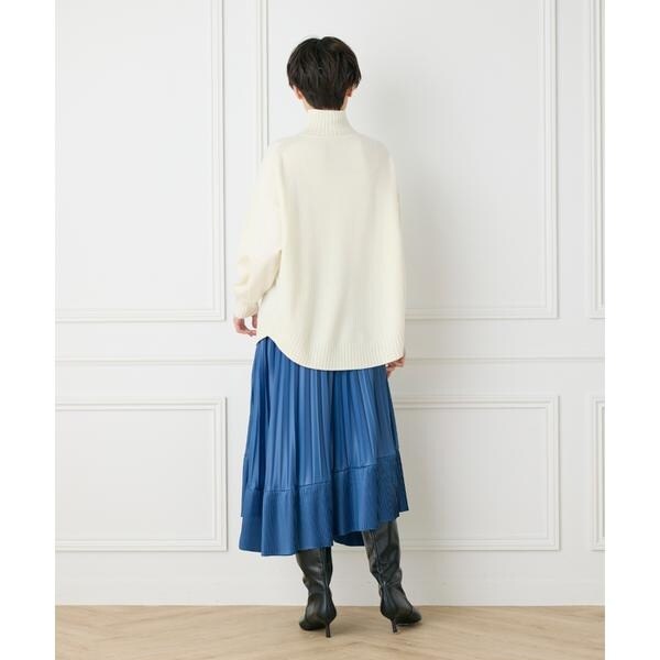 イネド（INED）/《大きいサイズ》ダイヤモンド加工プリーツスカート