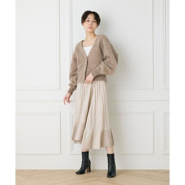 イネド（INED）/《大きいサイズ》ダイヤモンド加工プリーツスカート