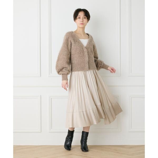 イネド（INED）/《大きいサイズ》ダイヤモンド加工プリーツスカート