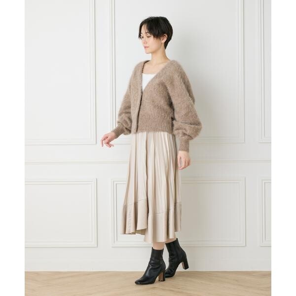 イネド（INED）/《大きいサイズ》ダイヤモンド加工プリーツスカート