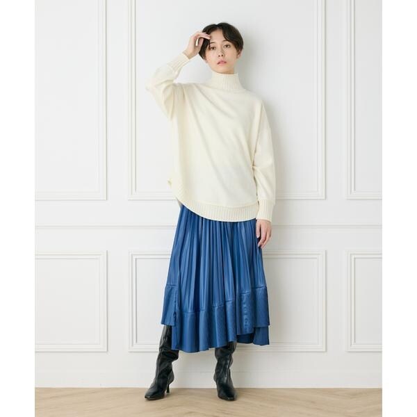 イネド（INED）/《大きいサイズ》ダイヤモンド加工プリーツスカート