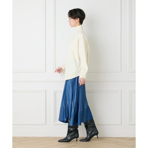 イネド（INED）/《大きいサイズ》ダイヤモンド加工プリーツスカート