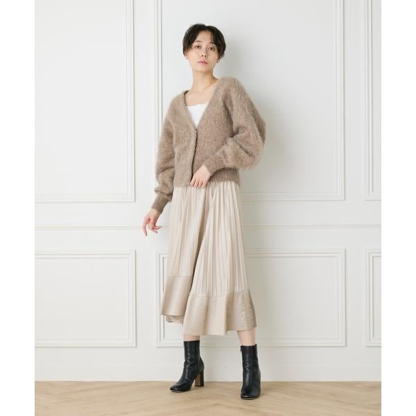 イネド（INED）/《大きいサイズ》ダイヤモンド加工プリーツスカート