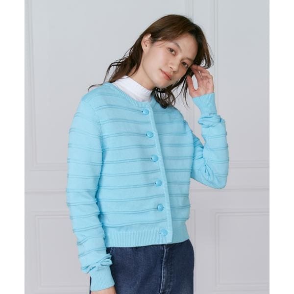 イネド（INED）/《大きいサイズ》ボーダー柄カーディガン