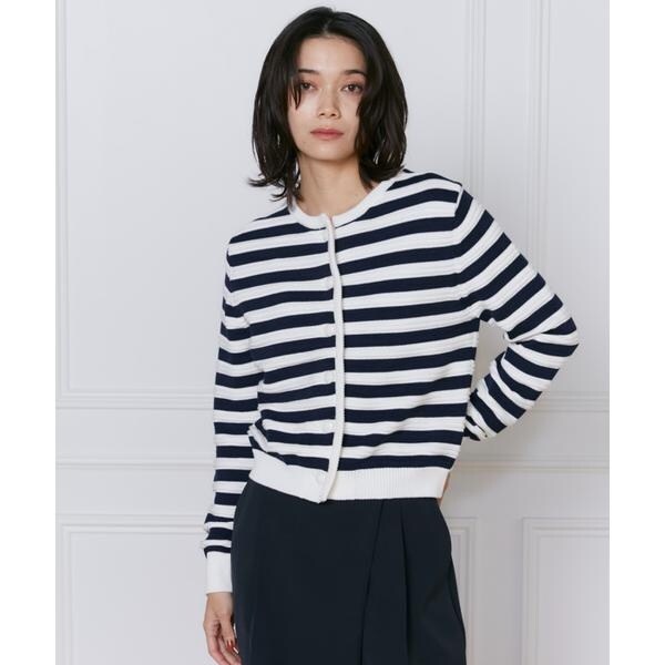 イネド（INED）/《大きいサイズ》ボーダー柄カーディガン