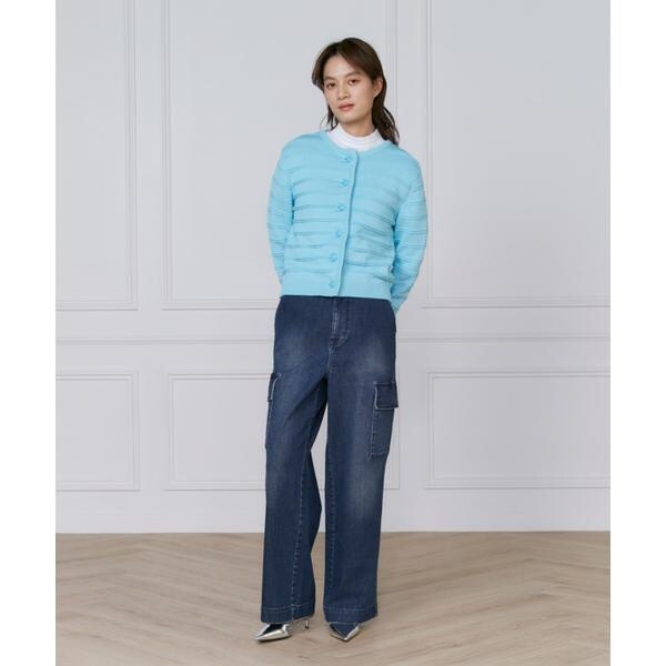 イネド（INED）/《大きいサイズ》ボーダー柄カーディガン