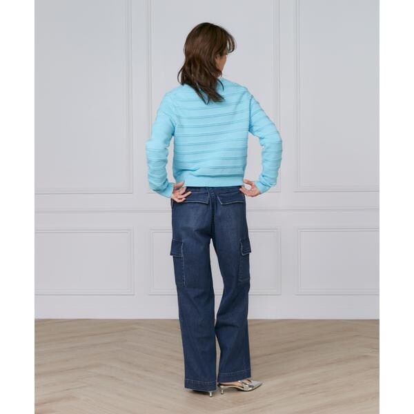 イネド（INED）/《大きいサイズ》ボーダー柄カーディガン