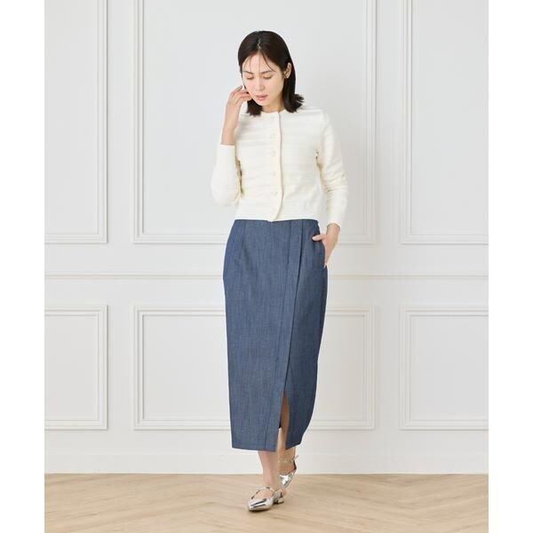 イネド（INED）/《大きいサイズ》ボーダー柄カーディガン