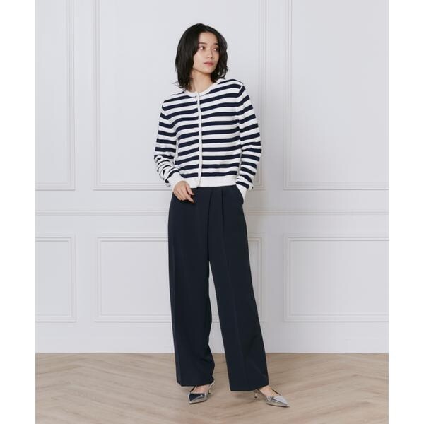 イネド（INED）/《大きいサイズ》ボーダー柄カーディガン